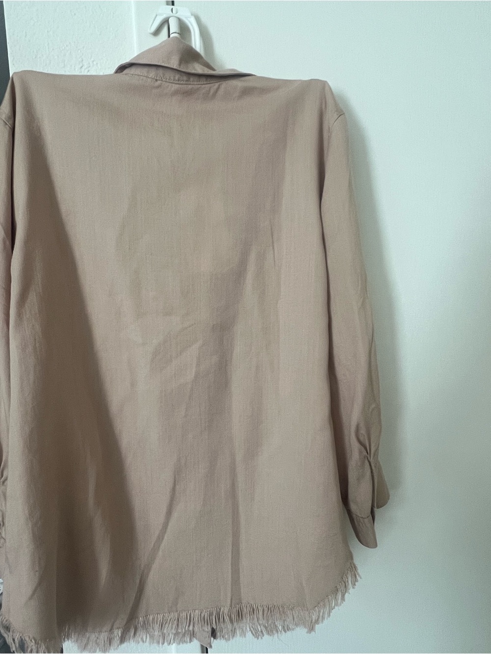 Light Taupe Fringe Hem Lightweight blouse